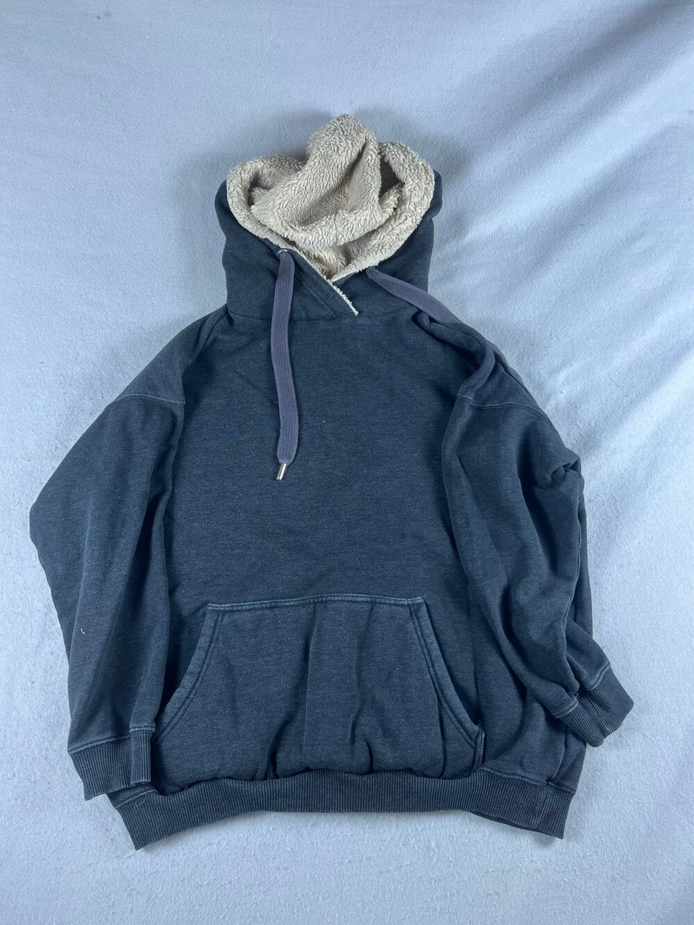 Aerie Hoodie Womens M Faded Gray Sherpa Lined Hood Pullover Oversized Sweatshirt